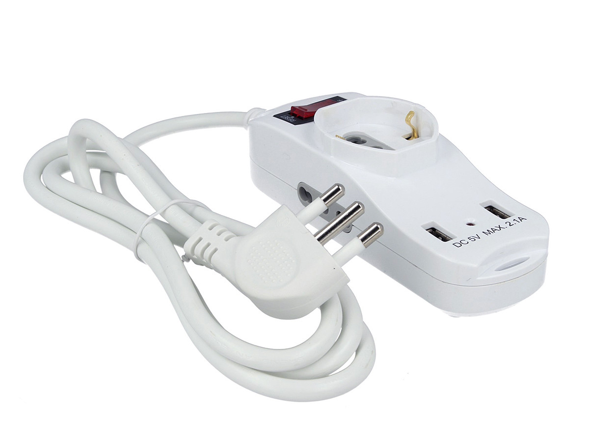 V-TAC Multipresa Ciabatta Elettrica Spina Con 2 USB 2,1A Cavo 1,5 Metr -  A2Z WORLD SRL - A2Z WORLD SRL