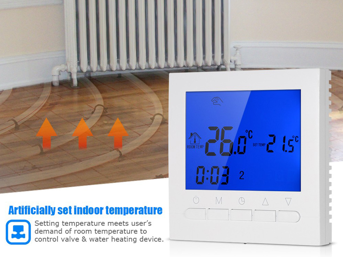 LEDLUX LL0255 Thermostat sans fil RF Chronothermostat numérique  hebdomadaire tactile pour chaudière à gaz et chauffage radiateur à eau 3 A  220 V : : Bricolage