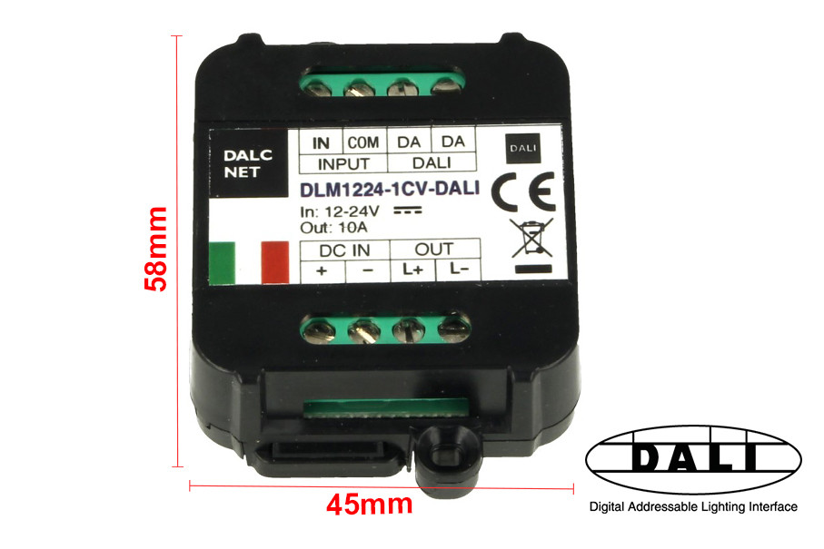 DALCNET Dalcnet DLM1224-1CV-DALI Led Dimmer Bus DALI 12V 24V 10A Pulsa -  A2Z WORLD SRL - A2Z WORLD SRL