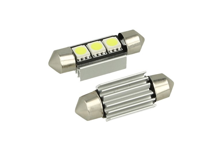 CARALL 24V Coppia Lampade Led Siluro Canbus T11 C5W 36mm 3 SMD 5050 Verde Camion 