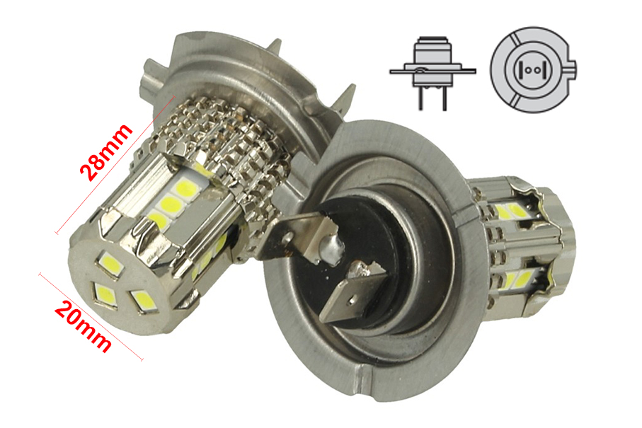 Lampada Led H7 12V 45W Bianco No Polarita Super Luminoso 1000 Lumens