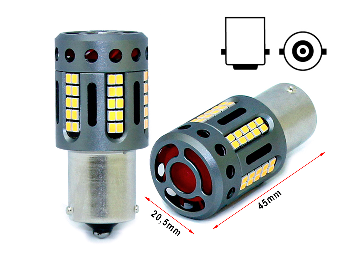 CARALL Lampada Led 1156 BA15S P21W 100% Canbus 12V 21W Effettiva