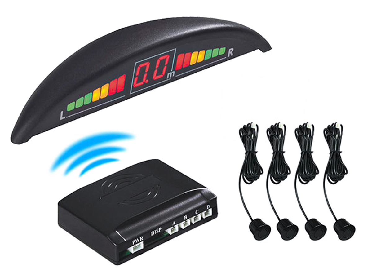 CARALL Kit 4 Sensore di Parcheggio Wireless Senza Filo Display Led Cicalino SB-323S-4 
